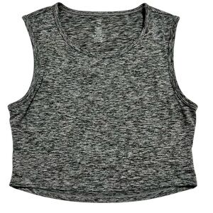 Flex Time Gray Marled Sleeveless Cut Out Cropped Active Tank Size S